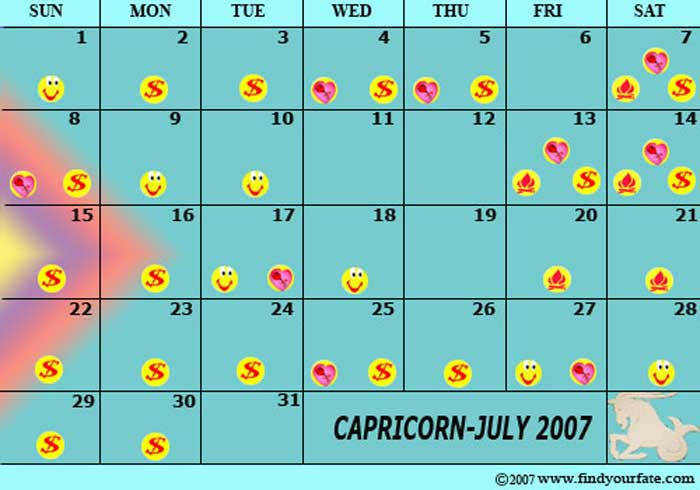 2007 July Capricorn calendar