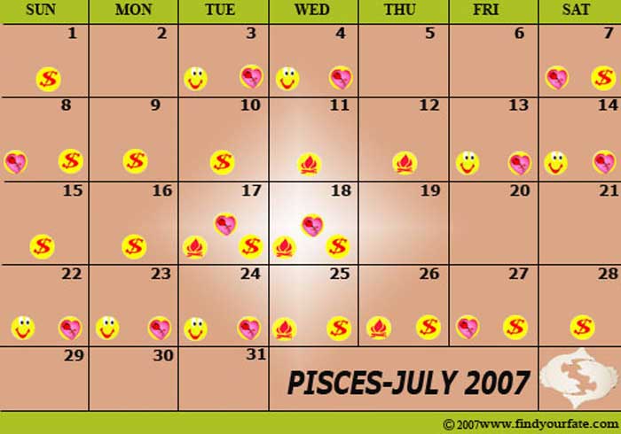 2007 July Pisces calendar