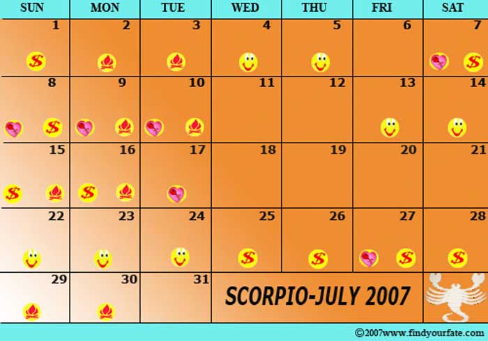 2007 July Scorpio calendar