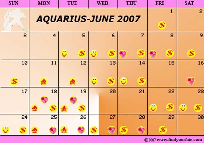 2007 June Aquarius calendar