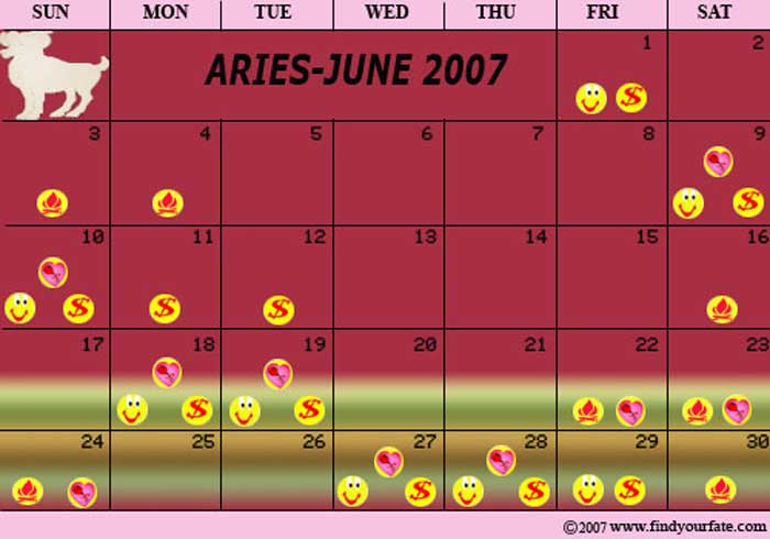2007 June Aries calendar