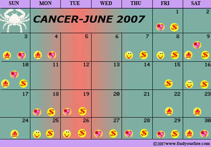 2007 June Cancer calendar