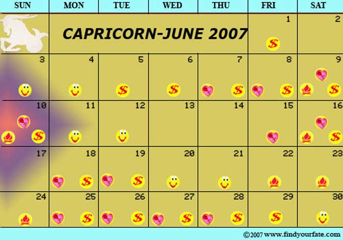 2007 June Capricorn calendar
