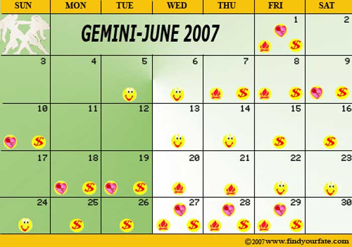 2007 June Gemini calendar