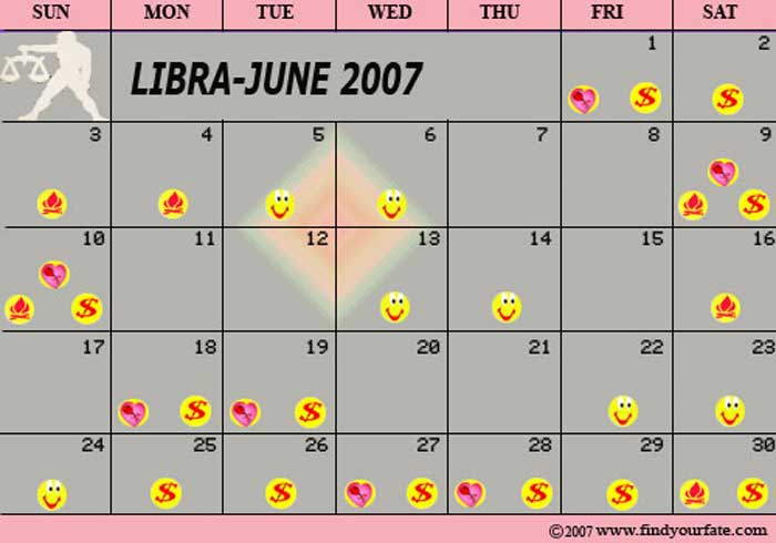2007 June Libra calendar