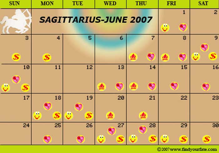 2007 June Sagittarius calendar