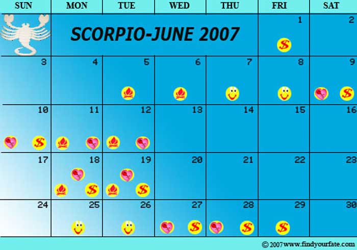 2007 June Scorpio calendar