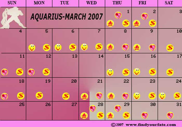 2007 Aquarius  calendar
