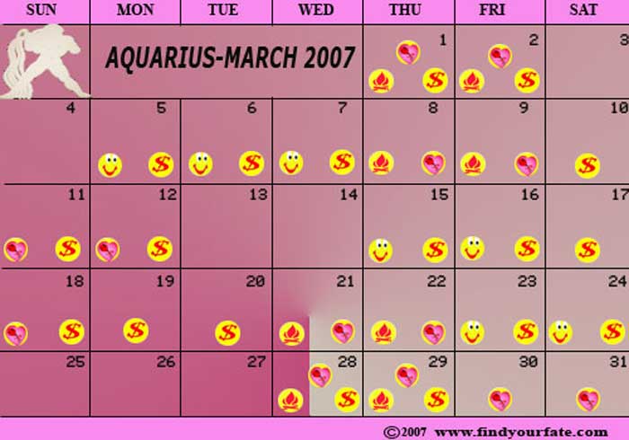 2007 Aquarius  calendar