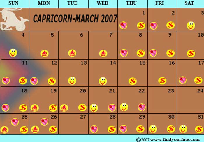 2007 Capricorn  calendar