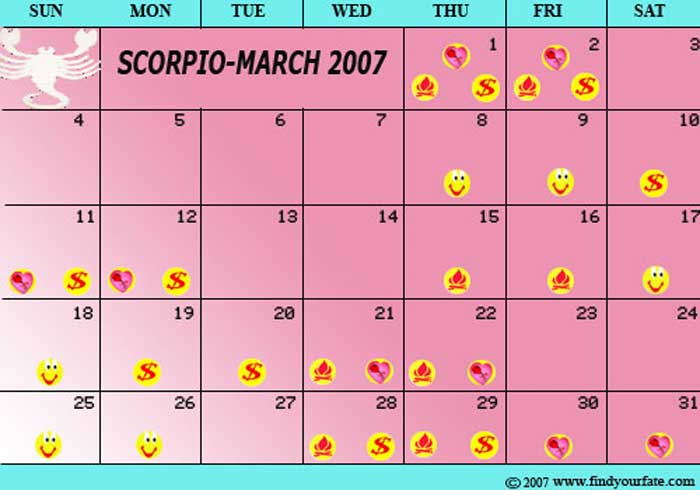 2007 Scorpio  calendar