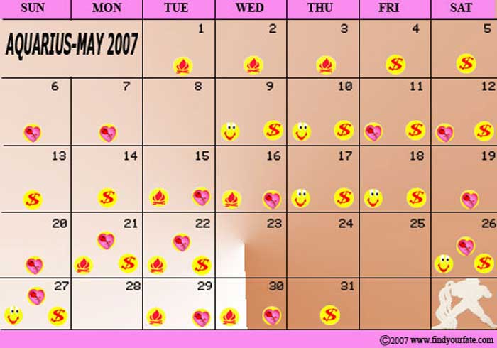 2007 May Aquarius calendar