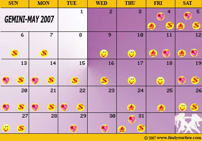 2007 May Gemini calendar