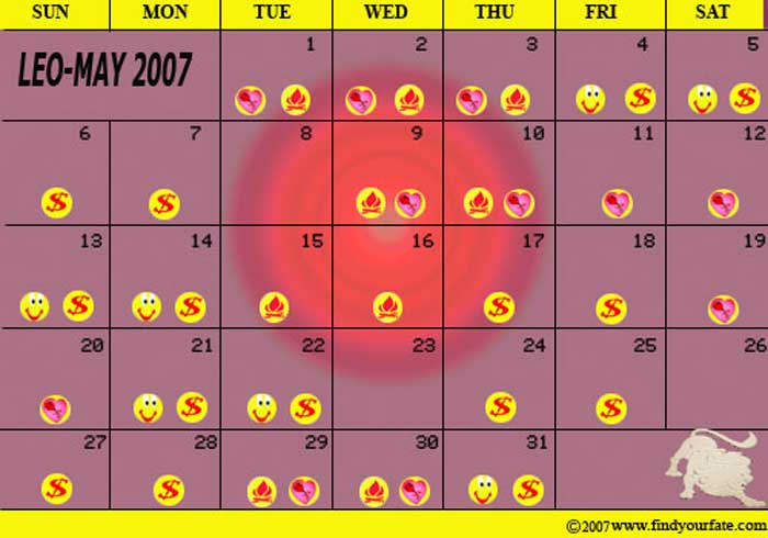 2007 May Leo calendar