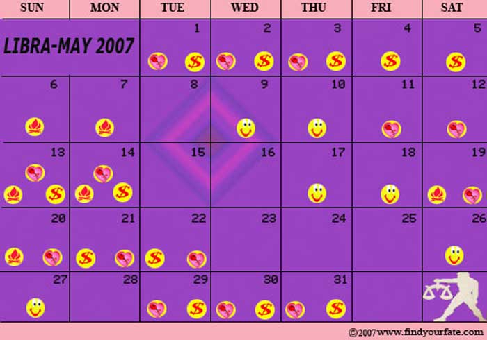 2007 May Libra calendar