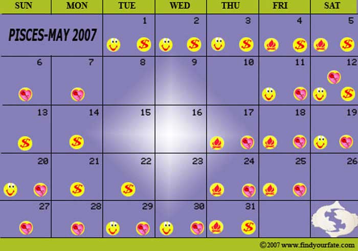 2007 May Pisces calendar