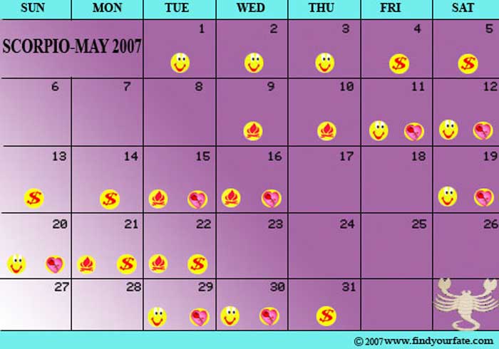 2007 May Scorpio calendar