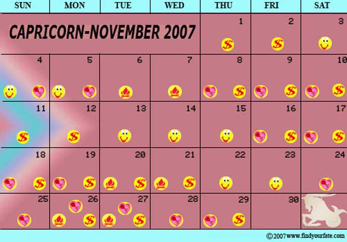 2007 November Capricorn calendar