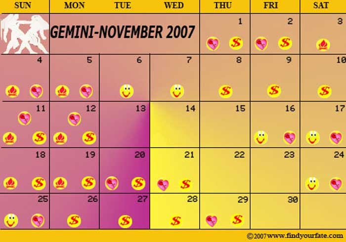 2007 November Gemini calendar