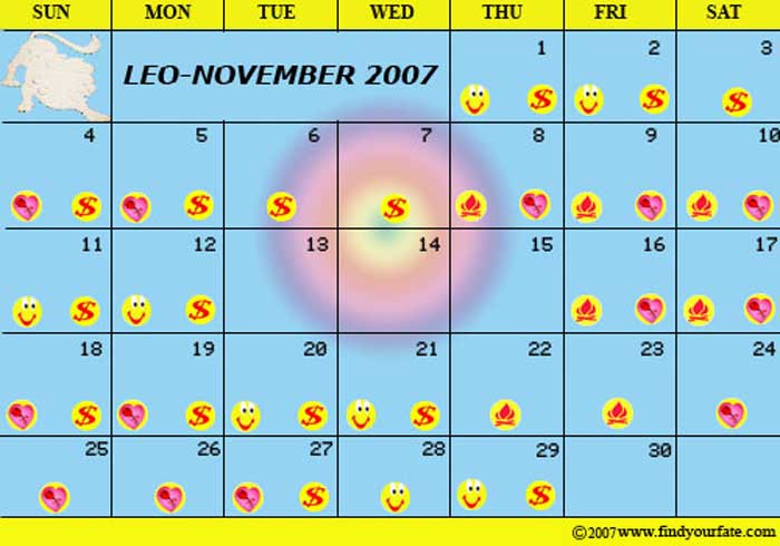 2007 November Leo calendar