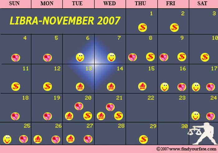 2007 November Libra calendar