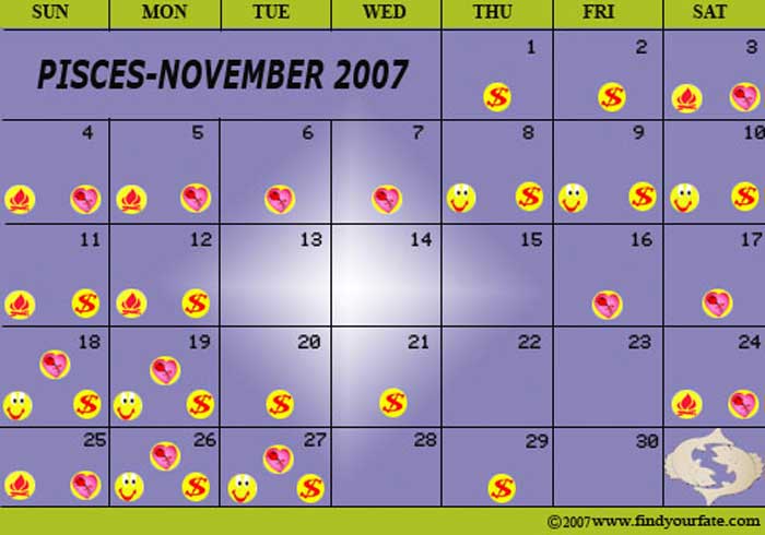 2007 November Pisces calendar