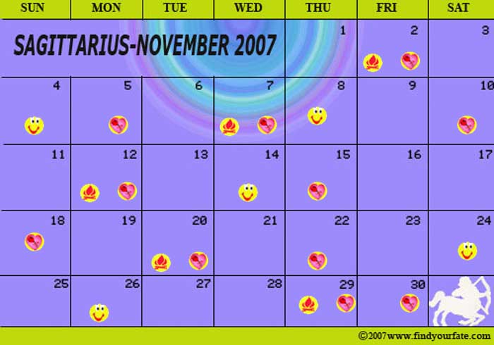 2007 November Sagittarius calendar