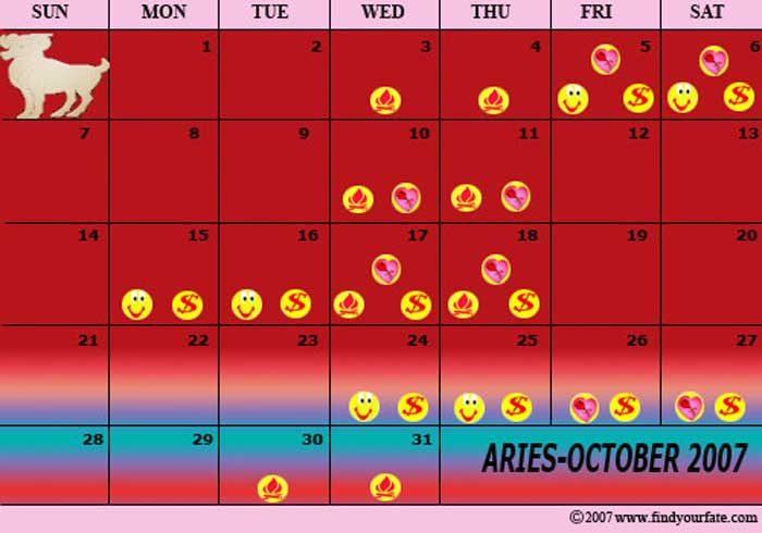 2007 October Aries calendar