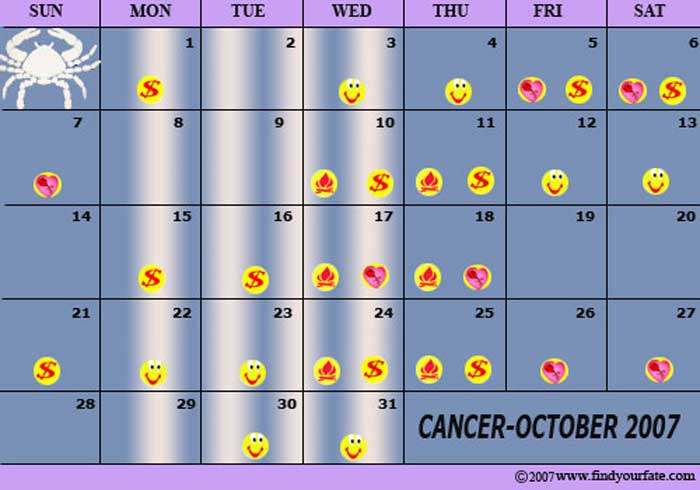2007 October Cancer calendar
