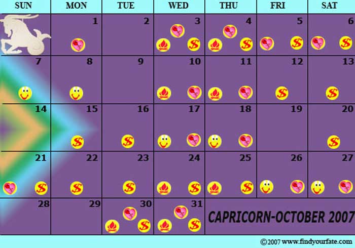 2007 October Capricorn calendar