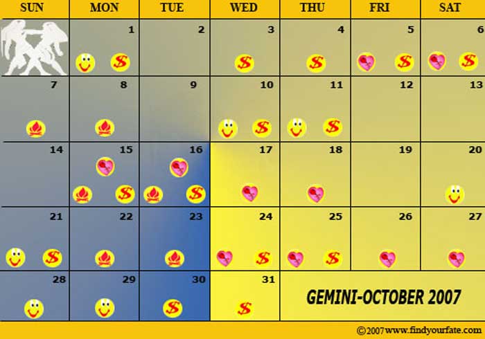 2007 October Gemini calendar