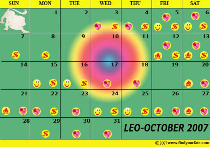 2007 October Leo calendar