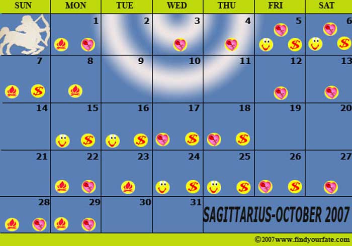 2007 October Sagittarius calendar