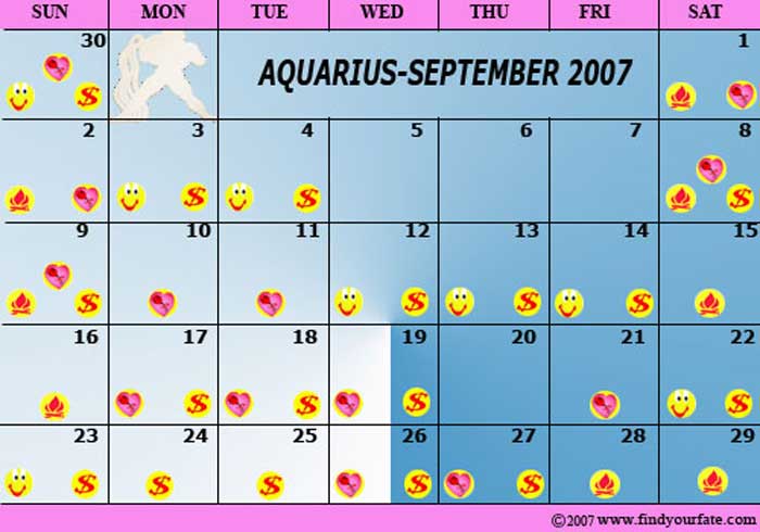 2007 September Aquarius calendar