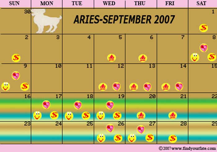 2007 September Aries calendar
