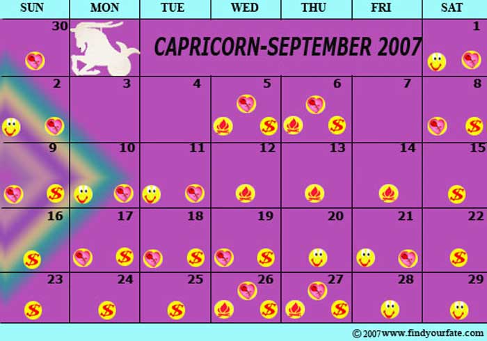 2007 September Capricorn calendar