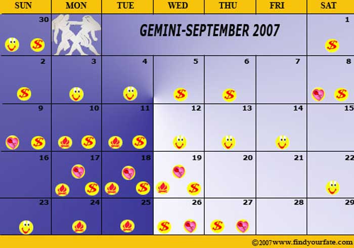 2007 September Gemini calendar