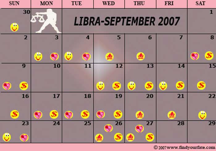 2007 September Libra calendar