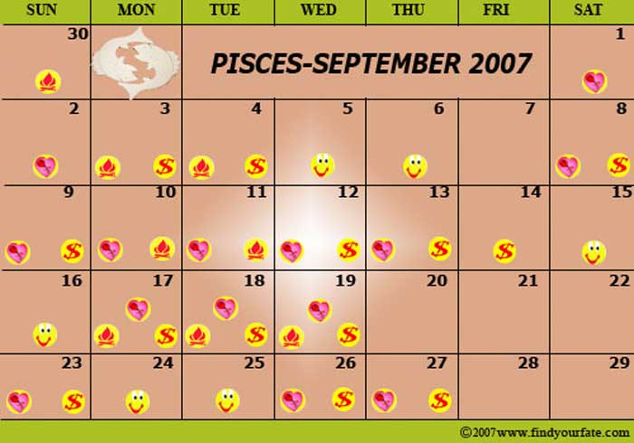 2007 September Pisces calendar