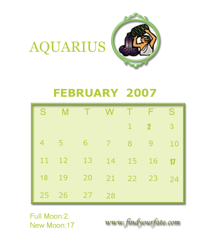 Aquarius calendar