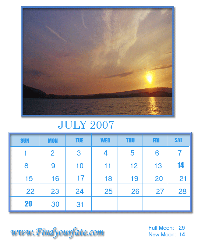 2007 july calendar