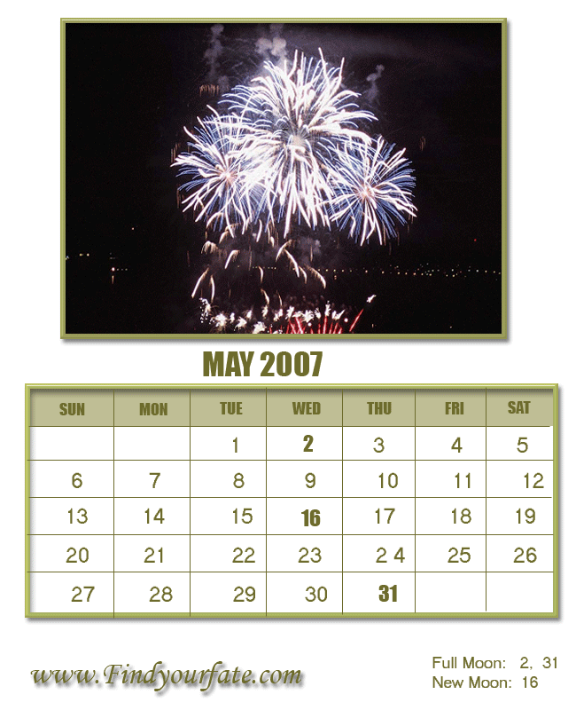2007 may calendar