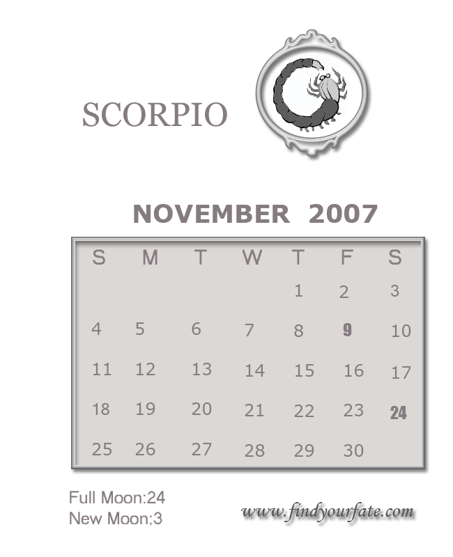 scorpio calendar