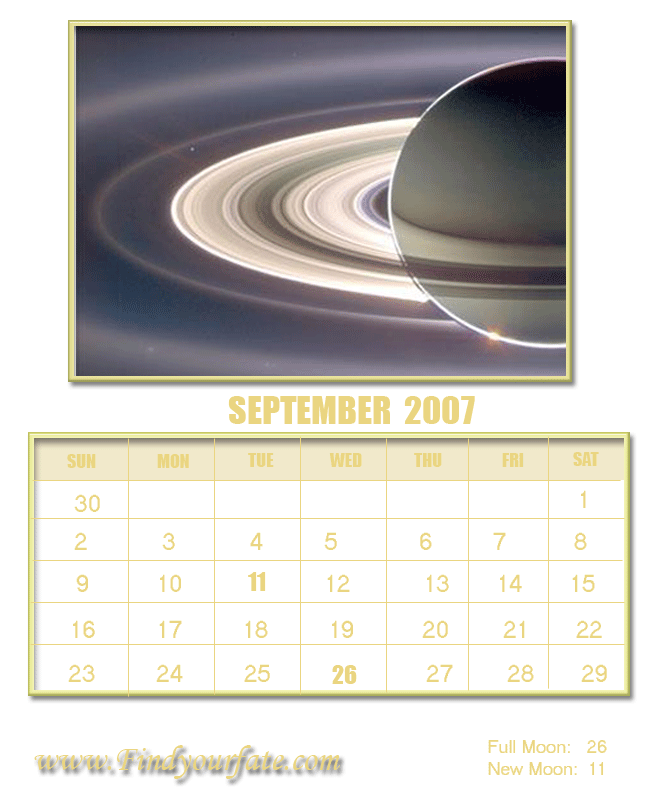 2007 September calendar
