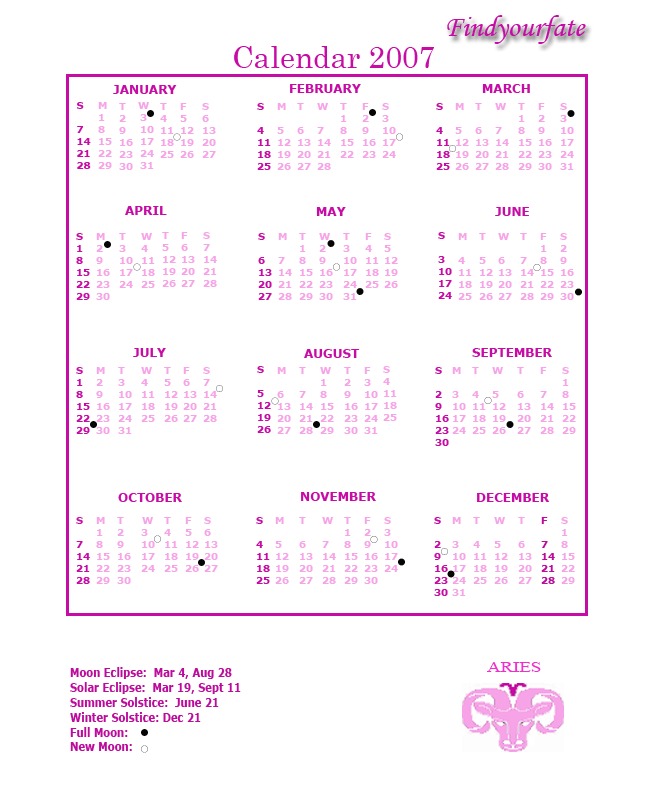 2007 Aries Calendar