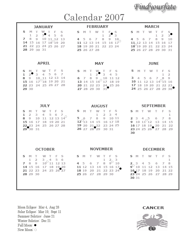2007 Cancer calendar
