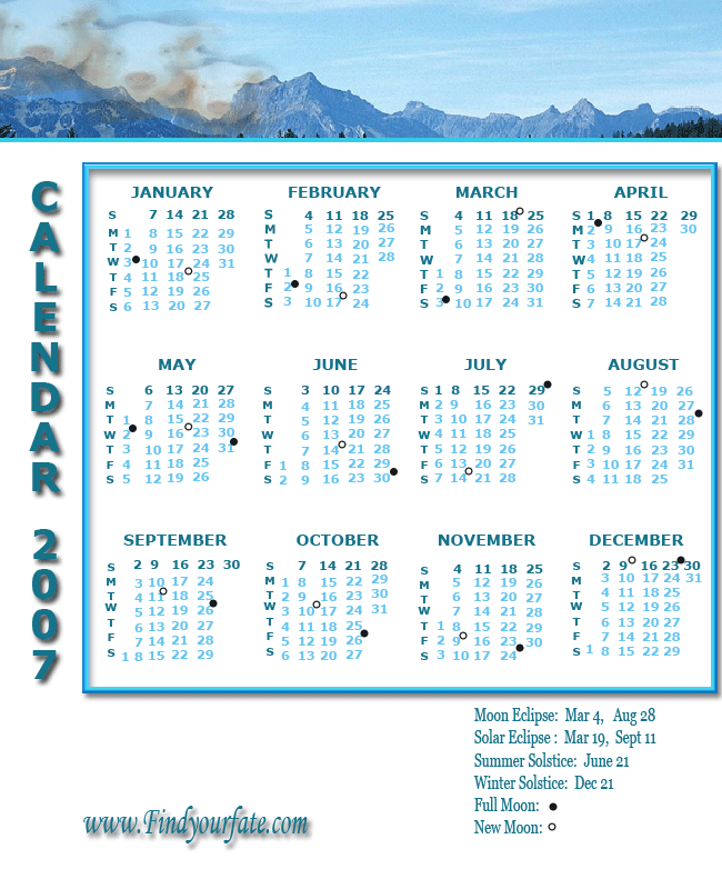 2007 General Calendar