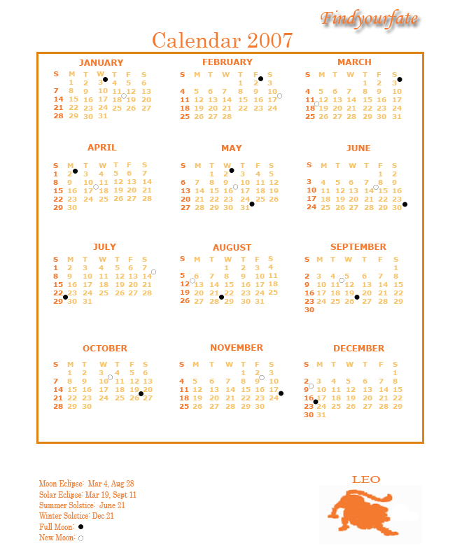 2007 Leo Calendar