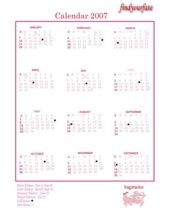 2007 sagittarius calendar