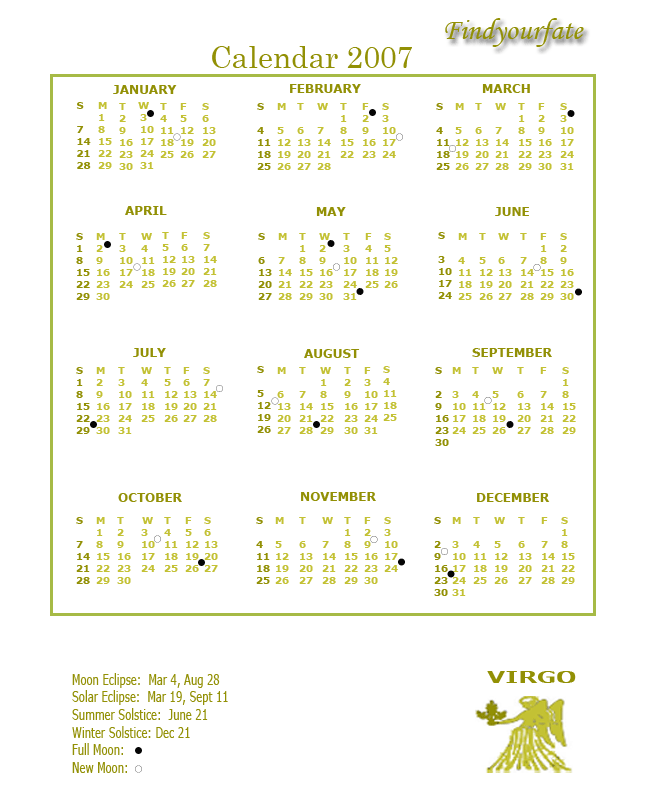 2007 Virgo Calendar